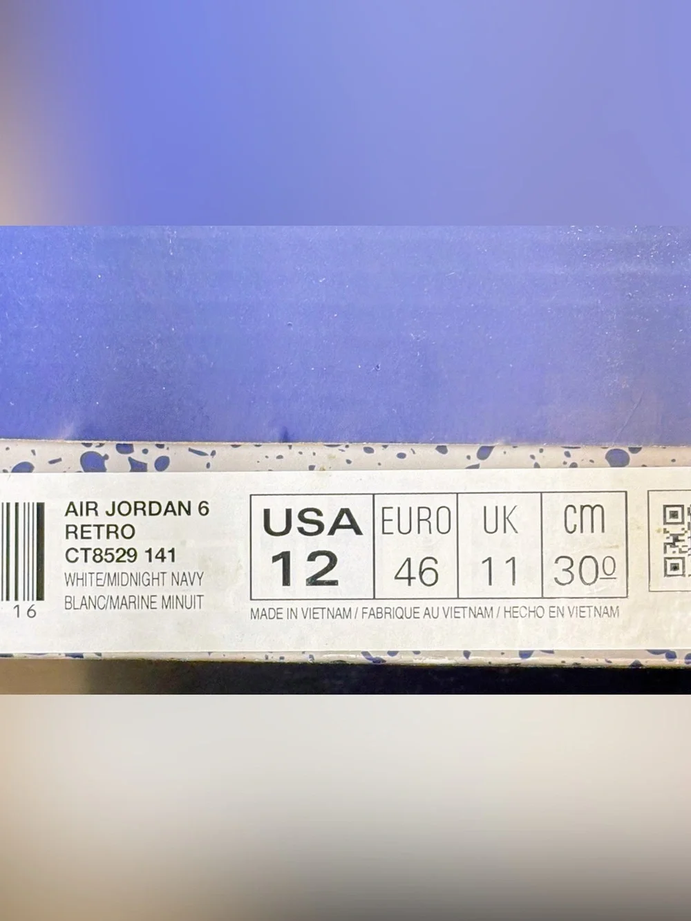 CLEAN 12M Jordan 6 Retro White Midnight Navy OG Box